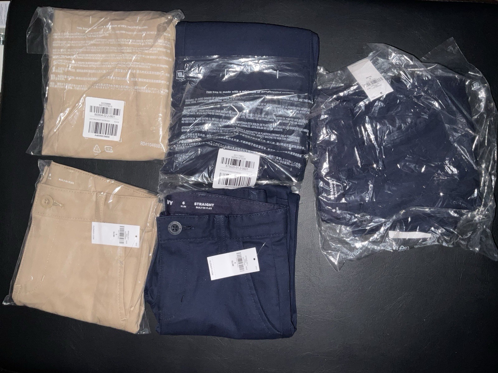 Lot of 5 NWT Old Navy Boys Size 6 Slim Pants & Shorts Straight Built-In Flex