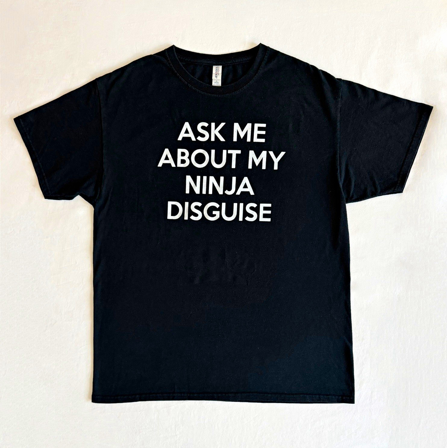 American Apparel Ask Me About My Ninja Disguise Black Graphic Tee Men\'s - large