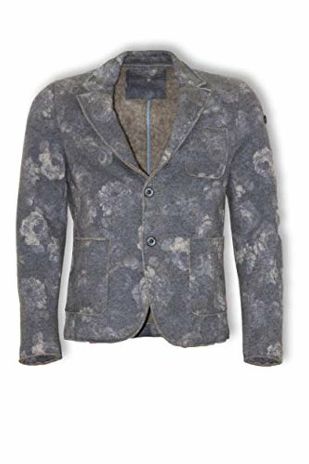 Dimattia wool jacket with open cuffs vintage flowers grey TG. 48 DE