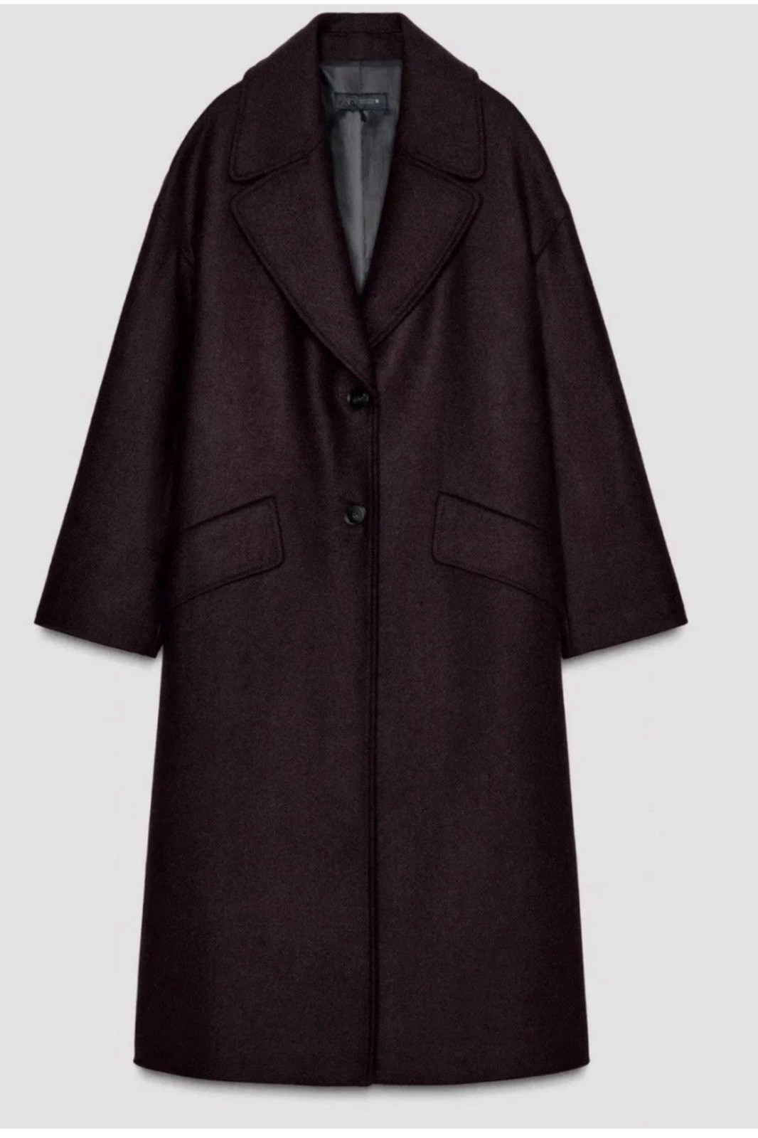 BNWT ZARA BURGUNDY OVERSIZED COAT WITH WOOL SIZE S 