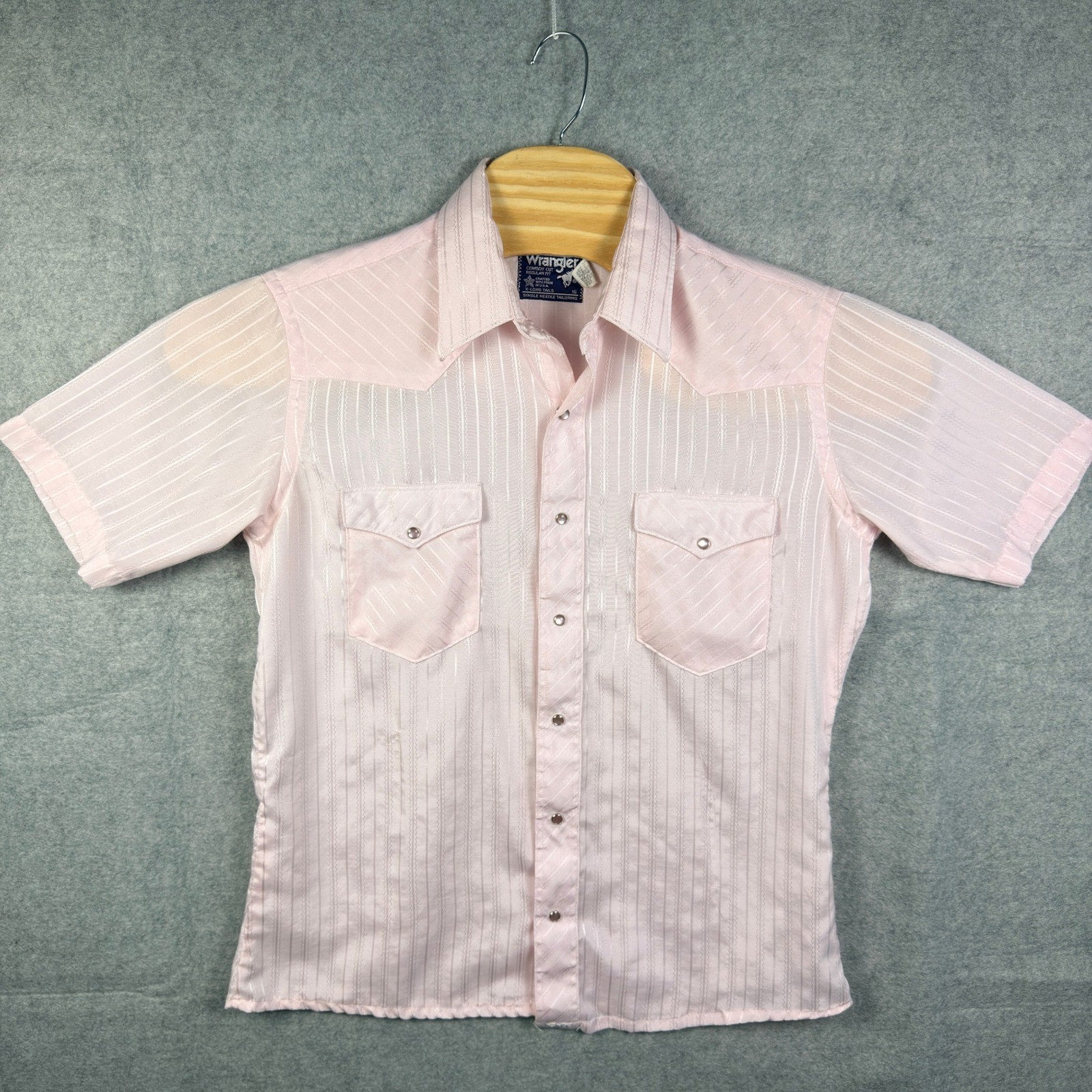 Vintage 70s Wrangler Western X-Long Tails Shirt Mens 16 (L) Pearl Snap USA Made