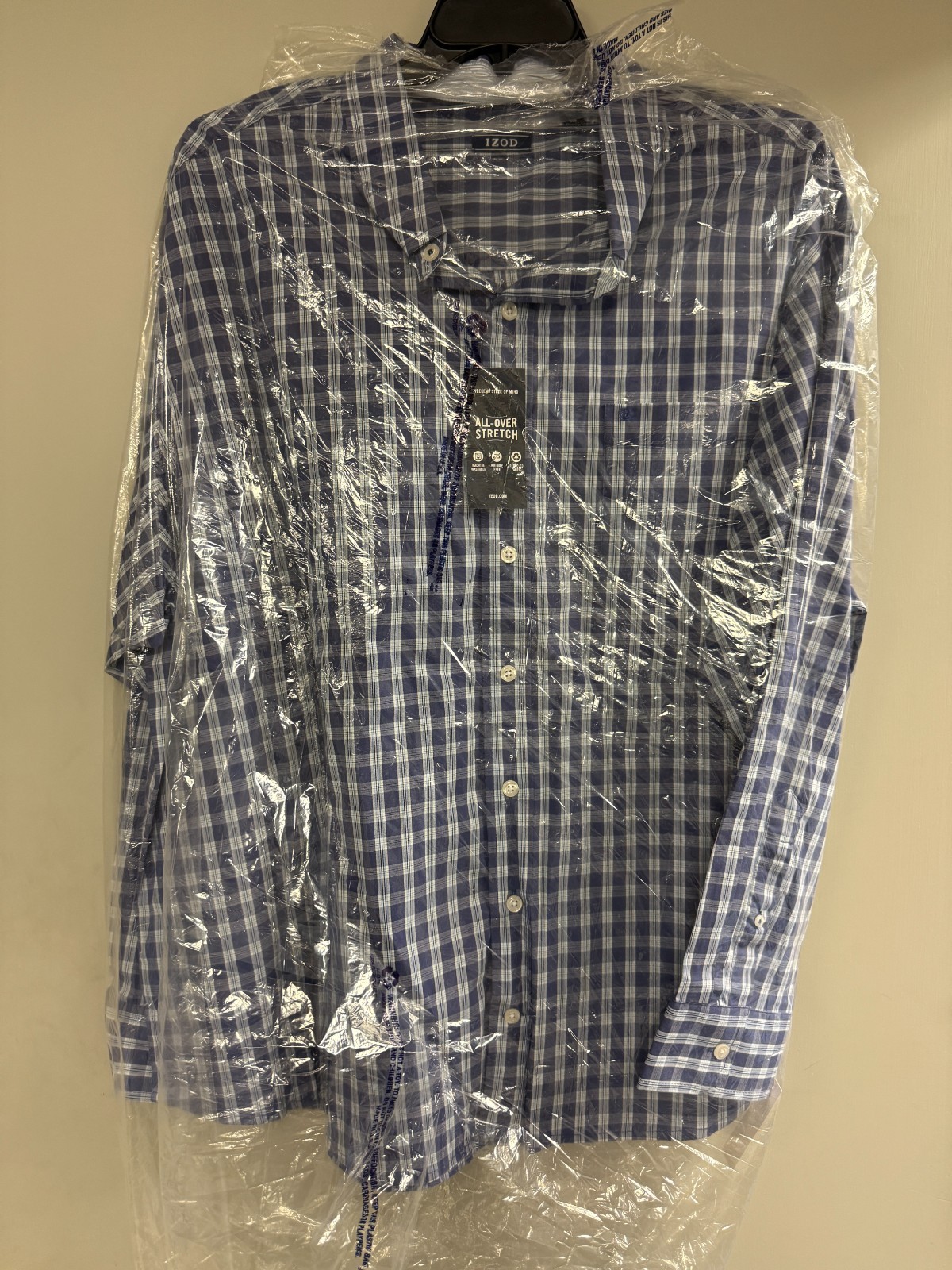 IZOD Men\'s Button Down Long Sleeve Dress Shirt Skipper Blue Size 3XLT Big & Tall