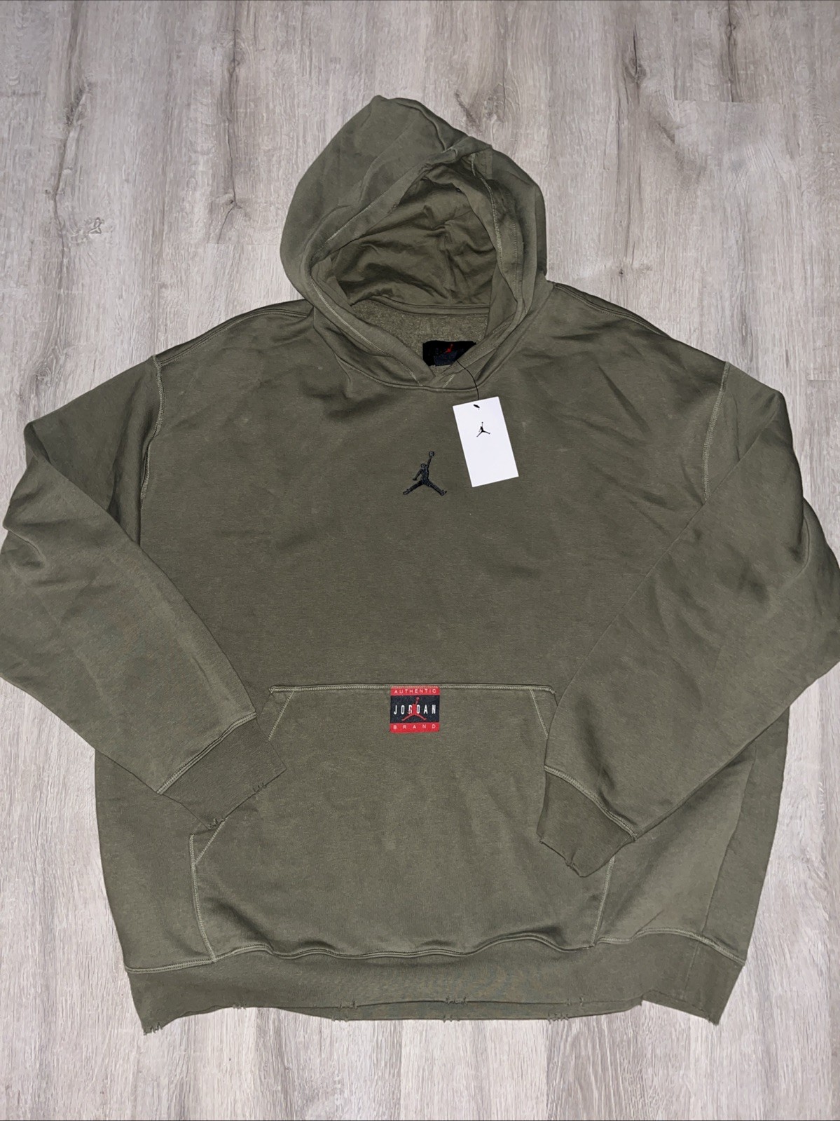 Nike Air Jordan Brooklyn Fleece J Day Pullover Hoodie Olive Size 2XL HQ2665-029