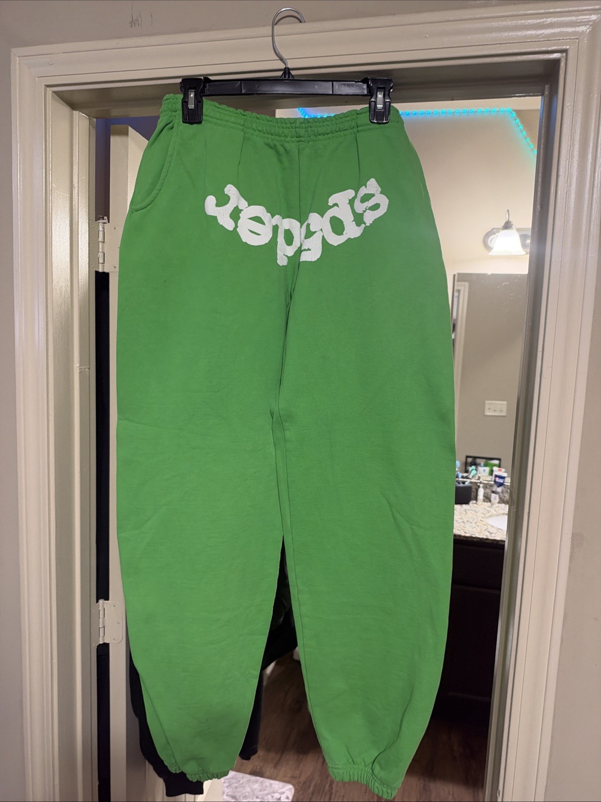 Sp5der Slime Green Sweatpants Size Large