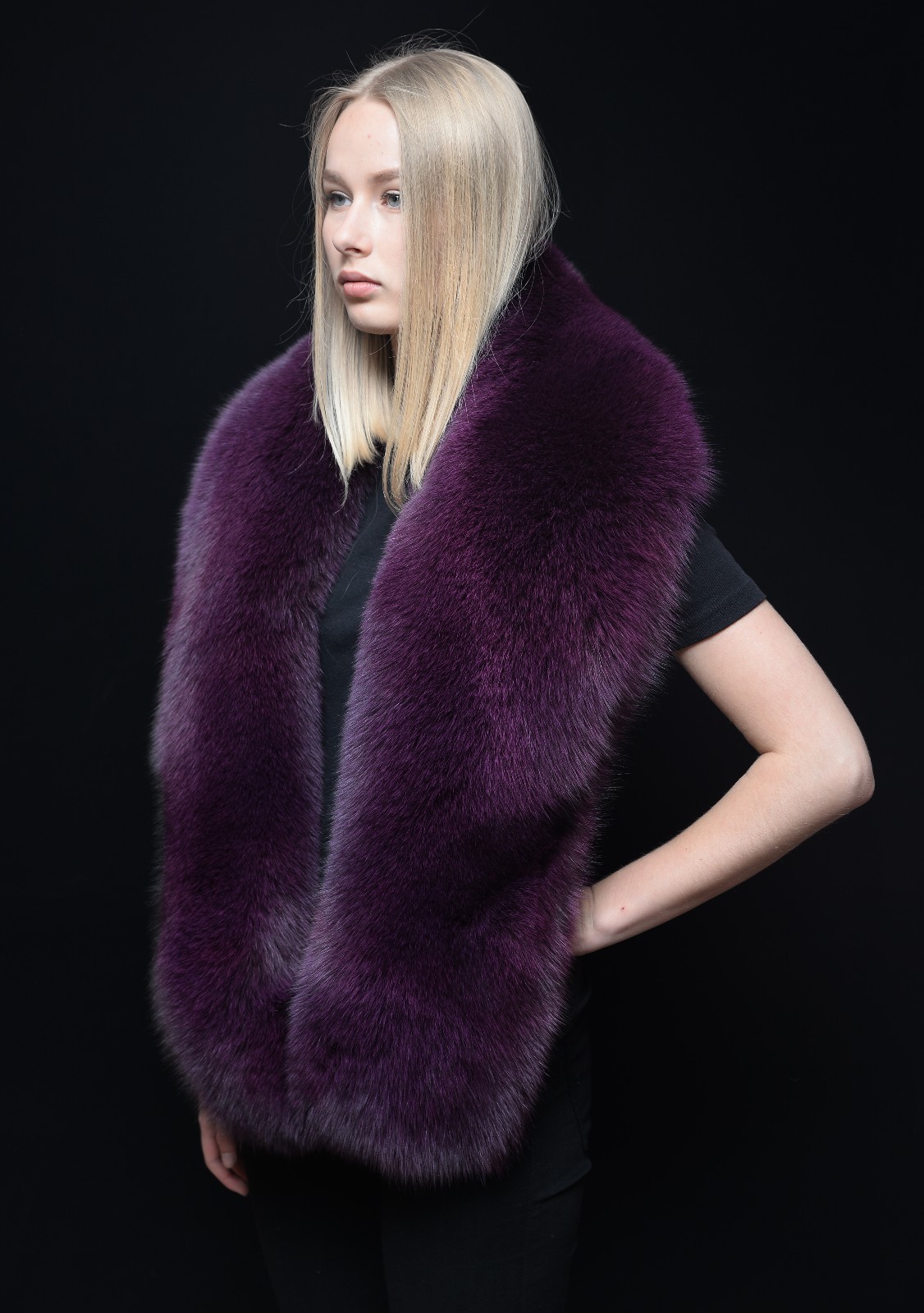 Royal Saga Furs Purple Fox Massive Handmade Stole Boa Shoulder Wrap 70\