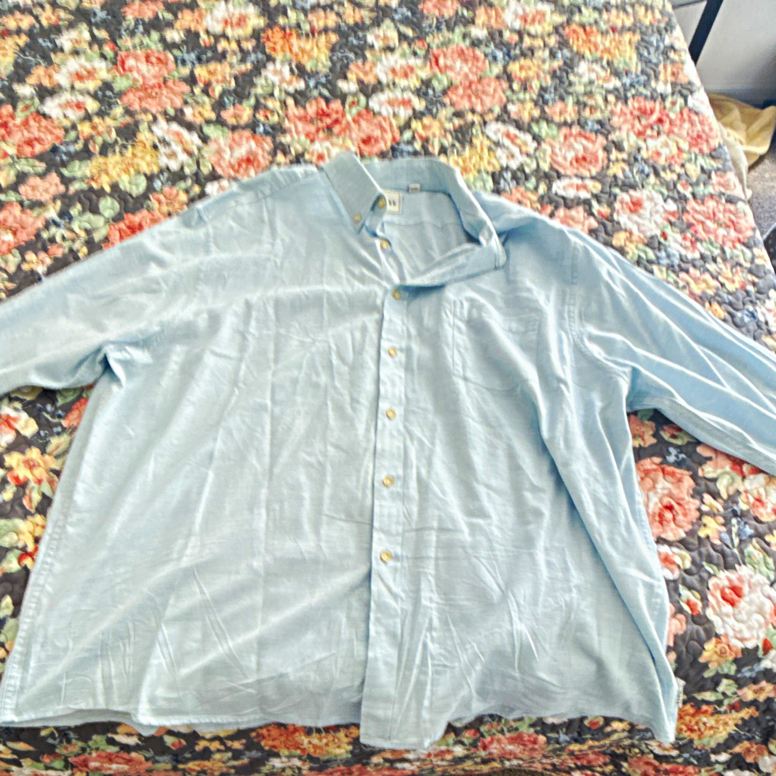 BDWM Men\'s 3XB Big & Tall Light Blue Solid Cotton Woven Button-Up Shirt