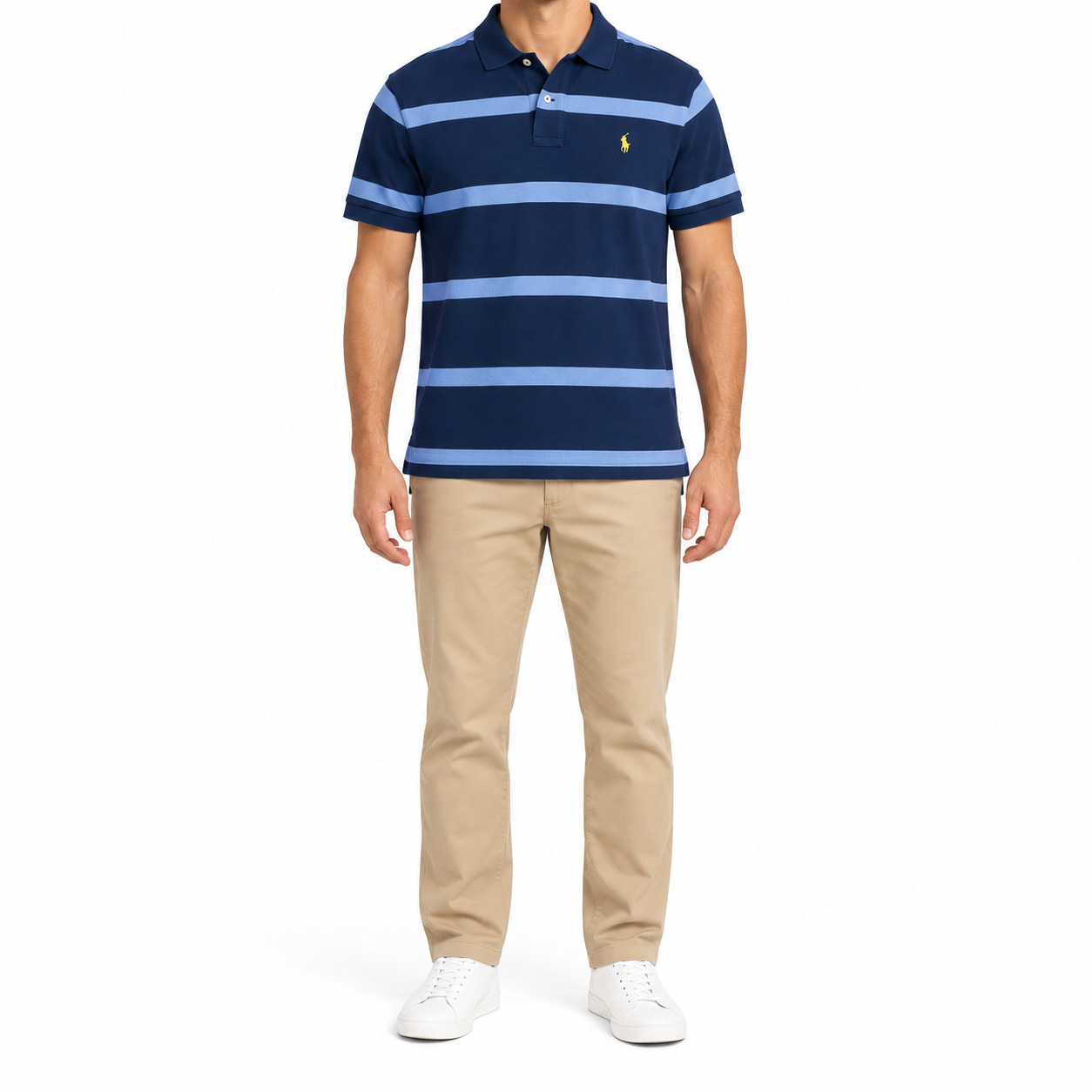Polo by Ralph Lauren Striped Polo Shirt Navy Blue M
