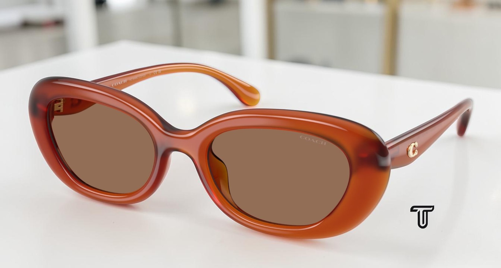 COACH HC8448U 593073 Cdp35 Milky Amber Wine Solid 54 mm Women\'s Sunglasses