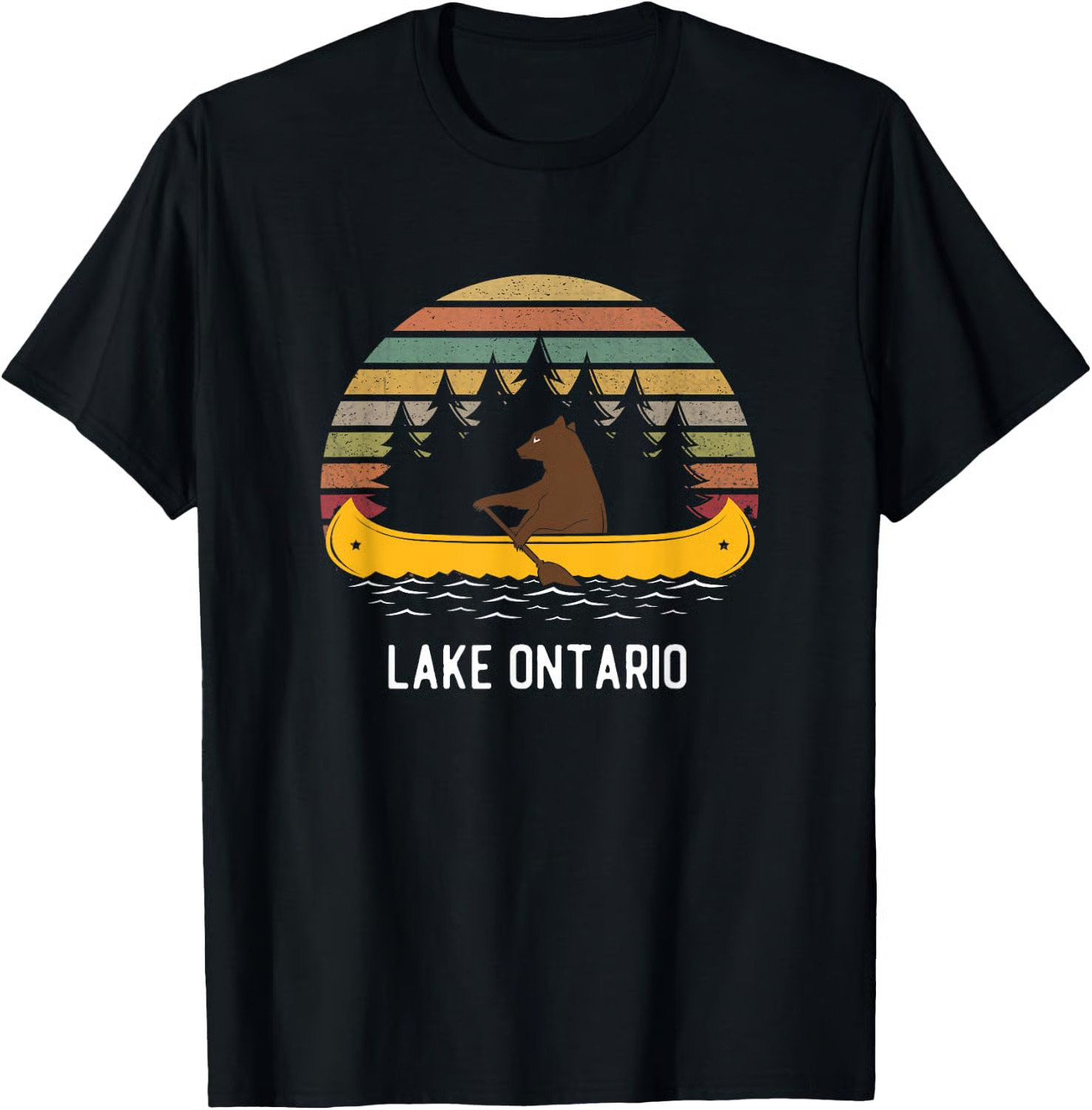 Lake Ontario Vintage retro sunset Bear Canoe outdoor hiking T-Shirt
