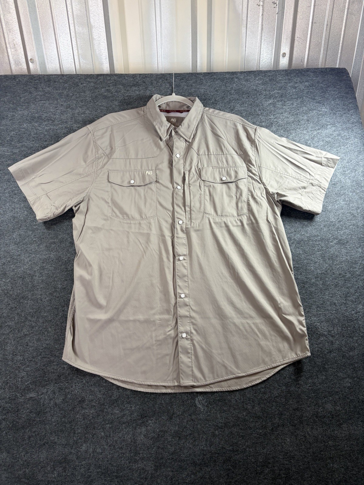 AG-Gear Stockyard Short Sleeve Shirt XL Sonora Khaki Button 30+ UPF Men’s