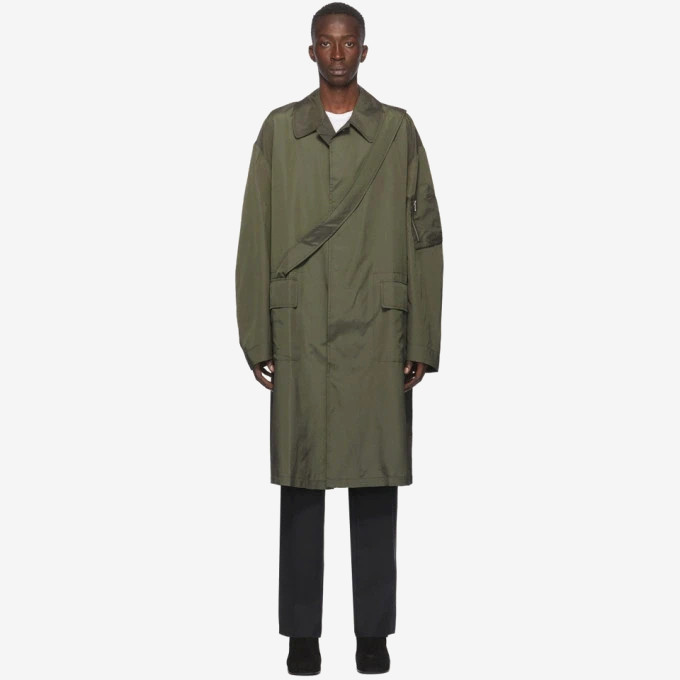 Random Identities Punched Trench Coat US XL EU 54 Mens Brown $460