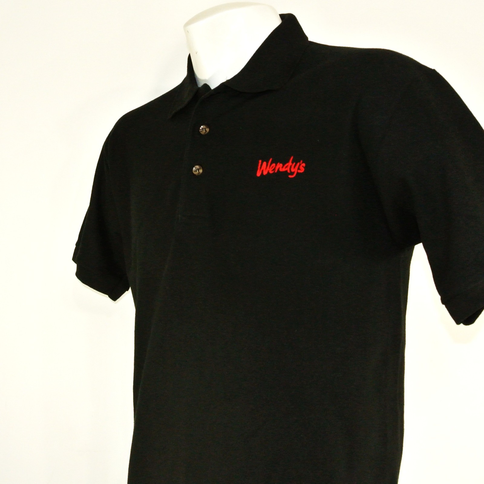WENDY\'S Hamburgers Employee Uniform Polo Shirt Black Size M Medium NEW