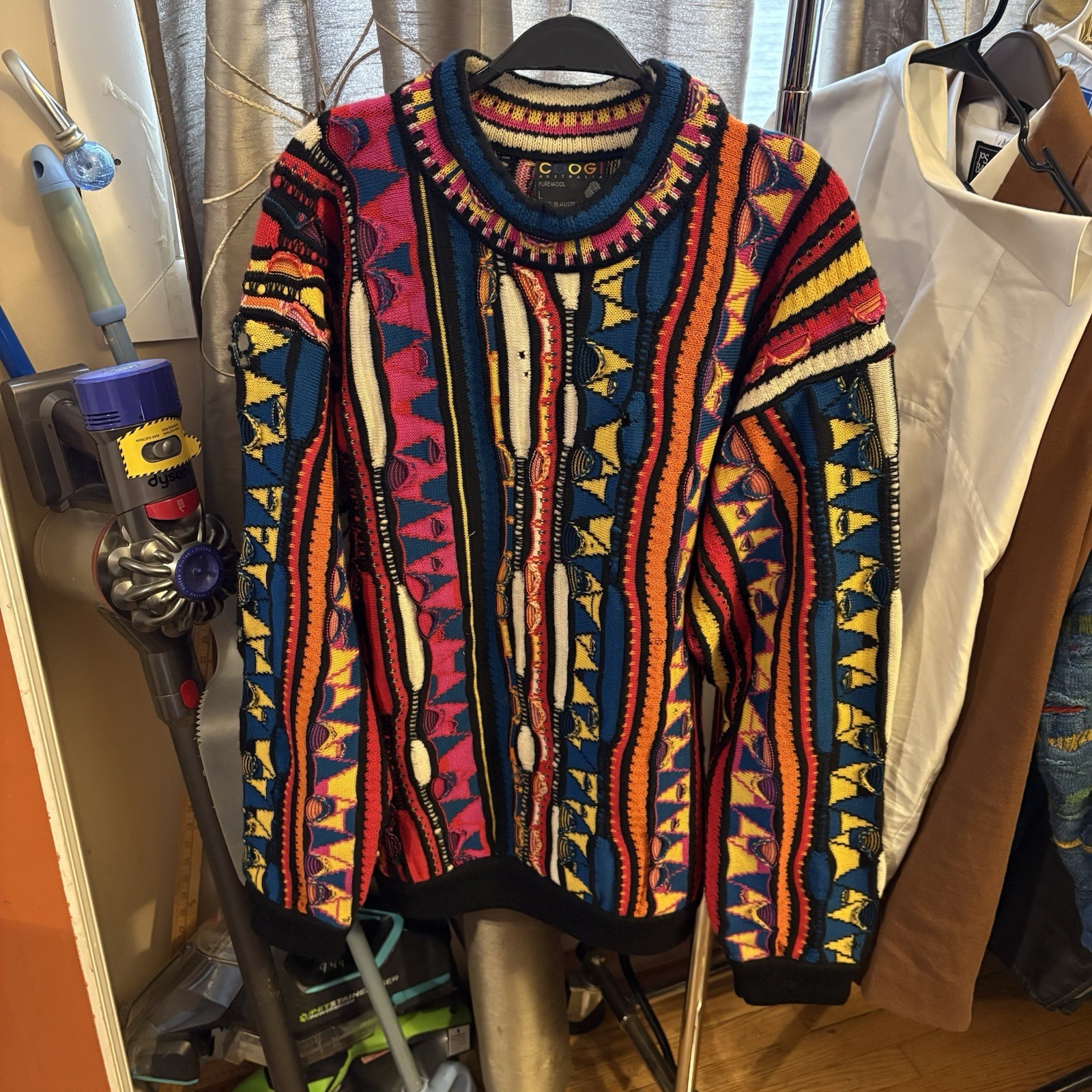 Vintage COOGI Geometric Pattern Large Sweater Made in AUSTRALIA Multi Co G2U
