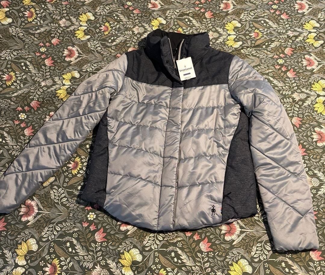 Smartwool Puffer Jacket Smartloft 150 Womens Gray Black Size L NWT