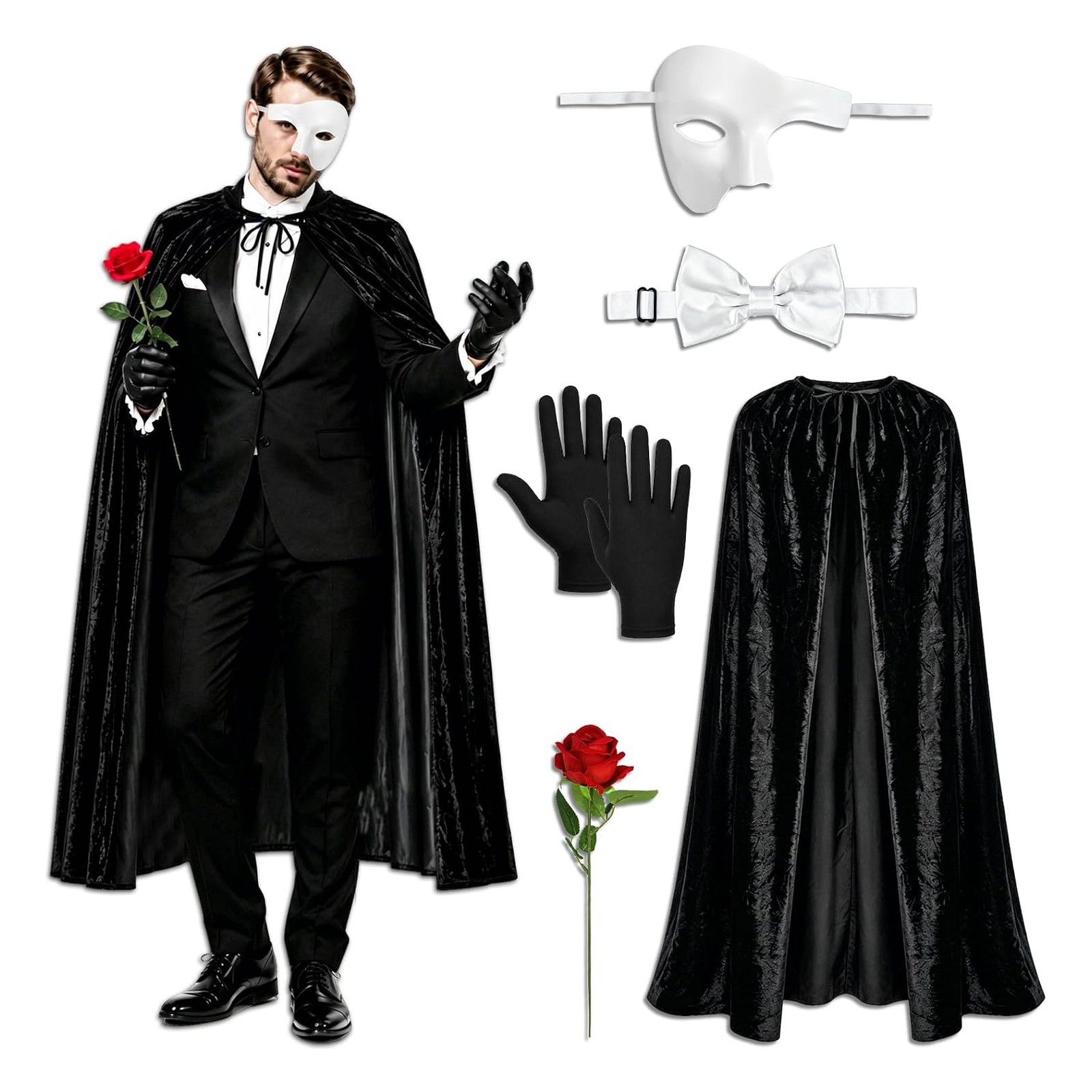5 Pcs The Opera Costume Accessories Men Halloween Masquerade Costume Set