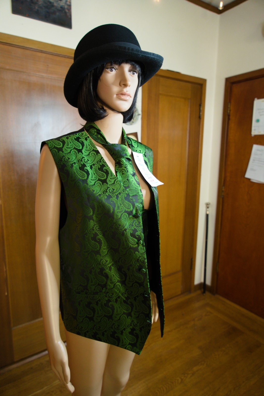 Brand Q Green Paisley Vest & Cravat Ascot Set Mens Small NWT Formal Steampunk