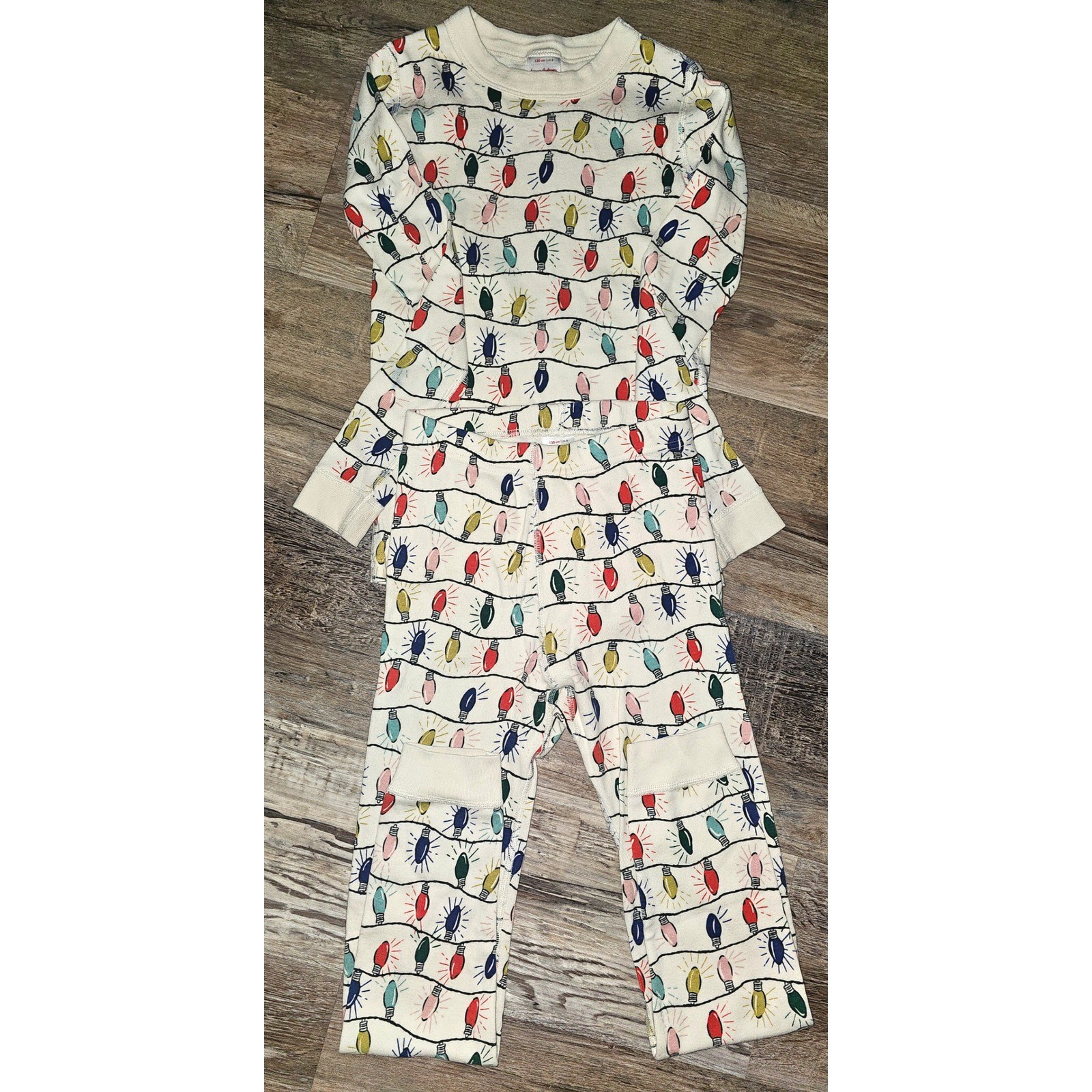 Hanna Andersson Kids 8 130cm Christmas Lights Organic Cotton Pajama Set L1210