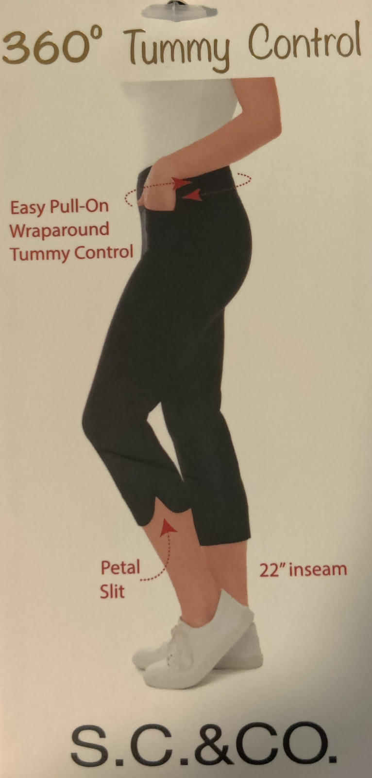 NWT S.C.&Co Women Petal Slit Capri Pull On Tummy Control Pant Size 10 $50 FLB207