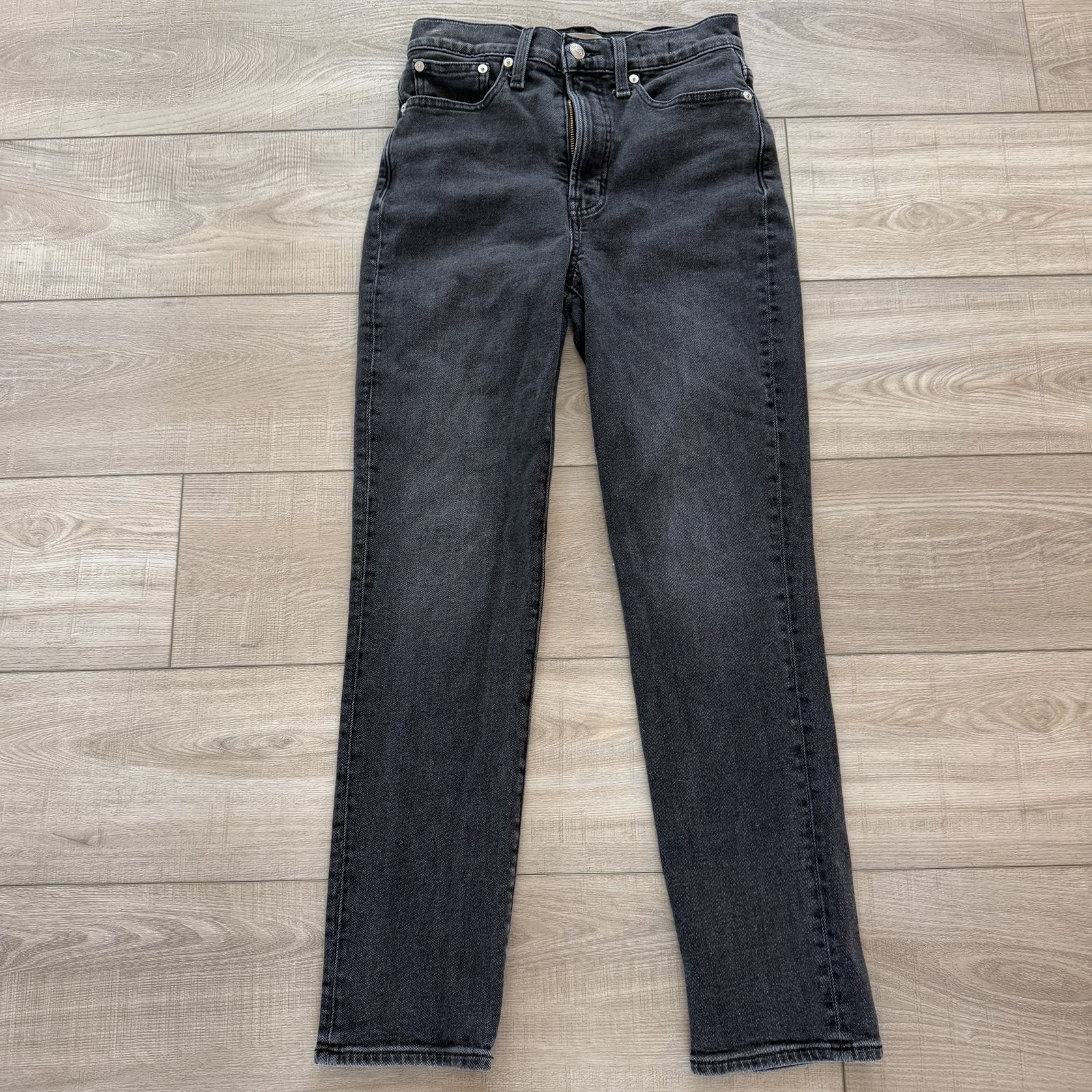 Madewell The Perfect Vintage Jean Womens 25 Washed Black High Rise Straight