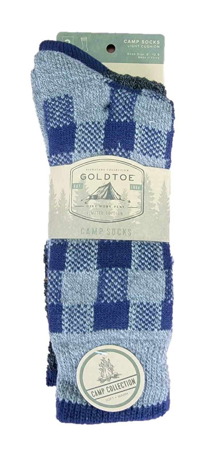 GOLDTOE Signature 2PK Men's Crew Socks Limited Edition Camp Socks, Size 6-12.5