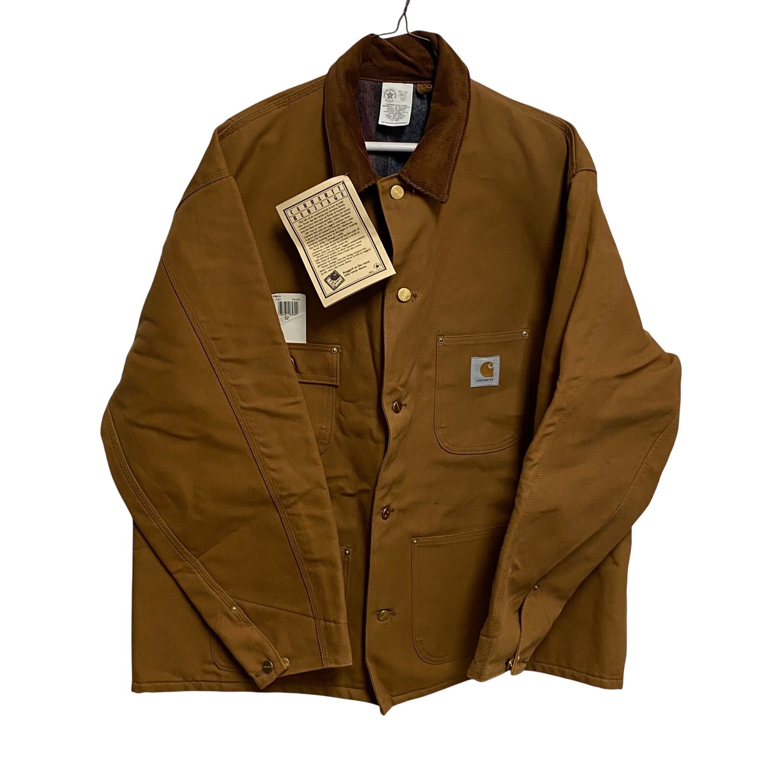 NOS Vintage Carhartt 6BLC Chore Coat 2XL 52R Blanket Lined Brown Duck USA