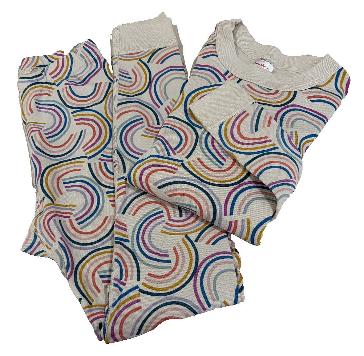 Hanna Andersson Pajama Set Sz 10 Rainbow Long Sleeve Long Pants Organic Cotton