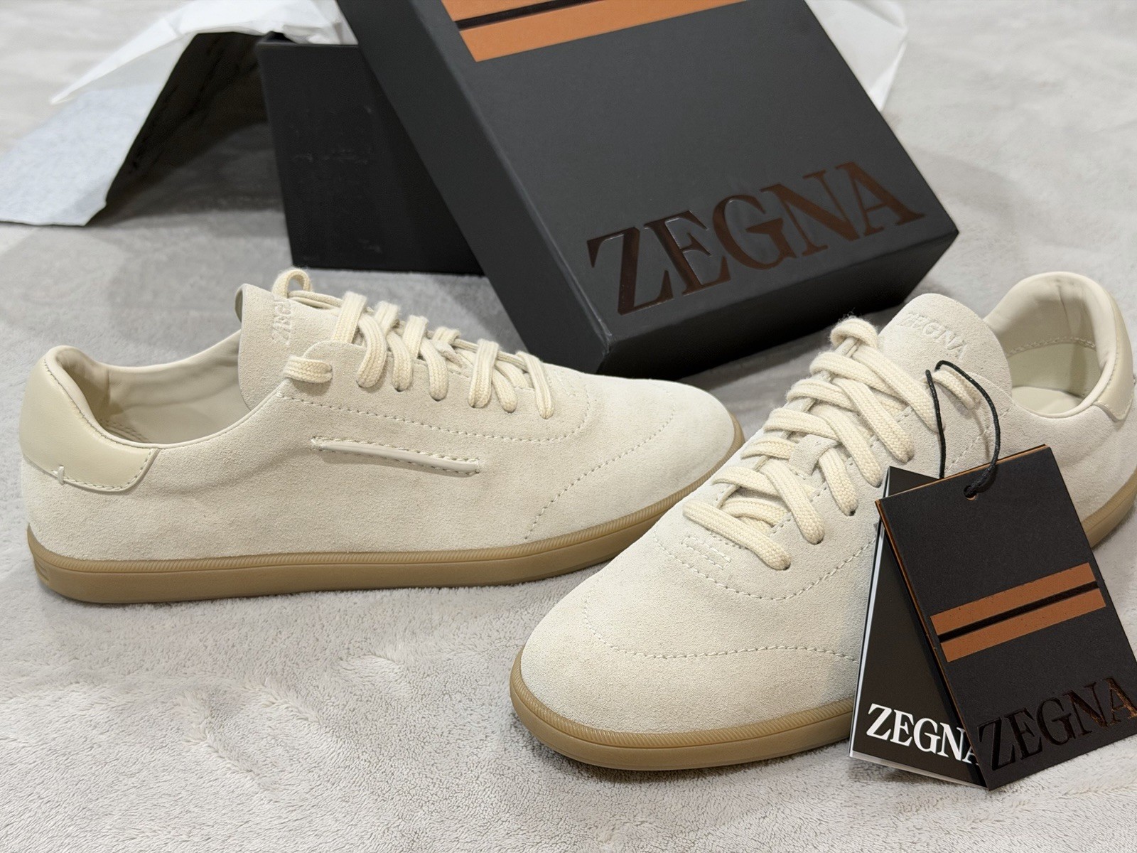 Zegna 232 Suede Beige Color Luxury Sneakers Men’s Shoes (10 US Size)