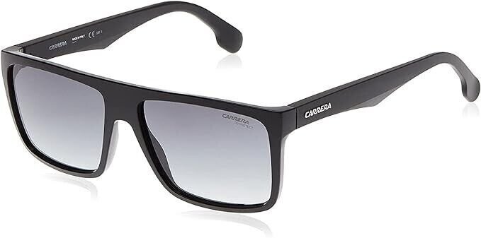 New Carrera Plastic Rectangle Sunglasses 5039/S 0807/9O Black/Grey Gradient 58mm