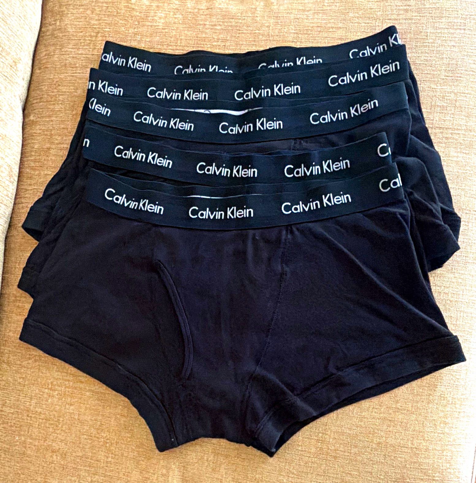Calvin Klein Men’s Boxer Briefs Black Solid Jersey Cotton Blend Size L Lot 5