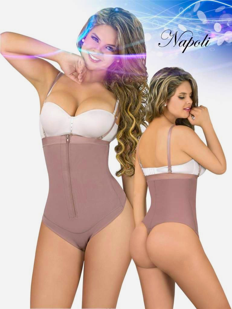 Faja colombiana Shapewear Body Shaper Beige Firm Waist/Abdomen Zipper Size S