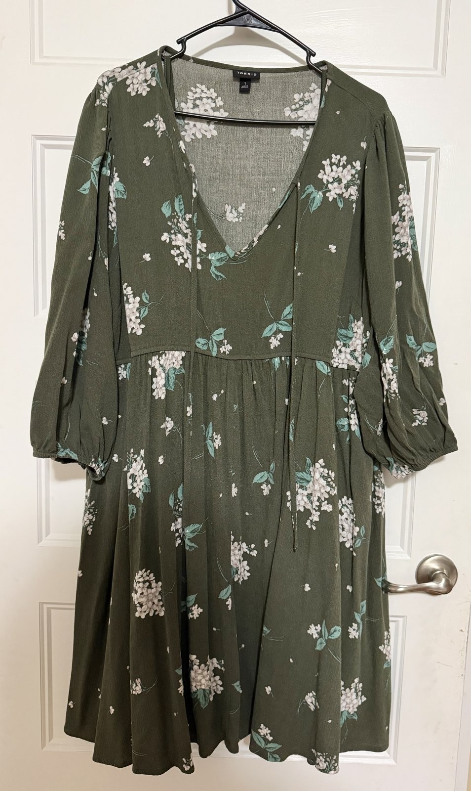 Torrid Size 1 Olive Green Babydoll Mini Dress with Slip