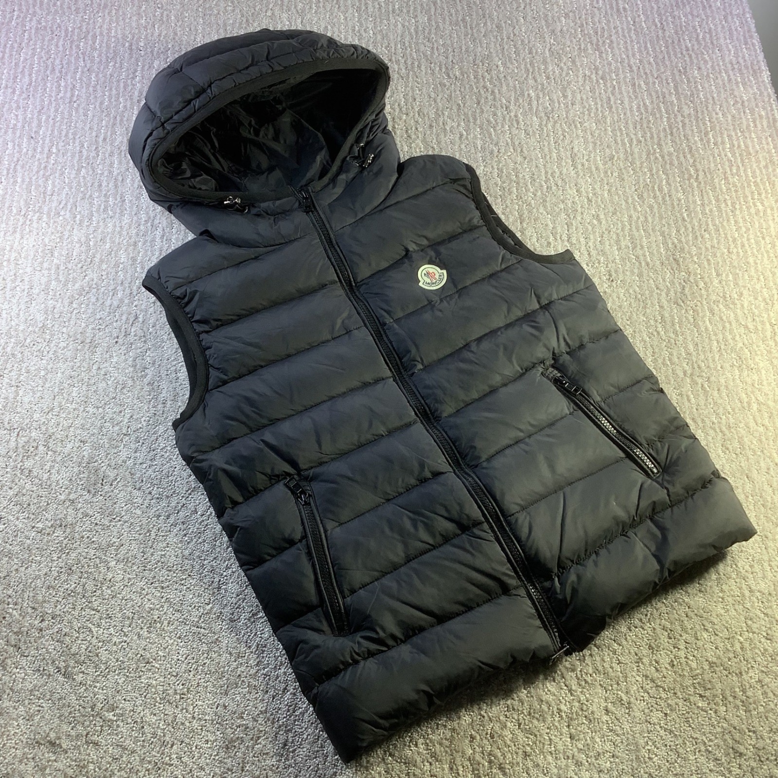 Moncler Mckinley Giubbotto Hooded Down Puffer Vest Black Size Small
