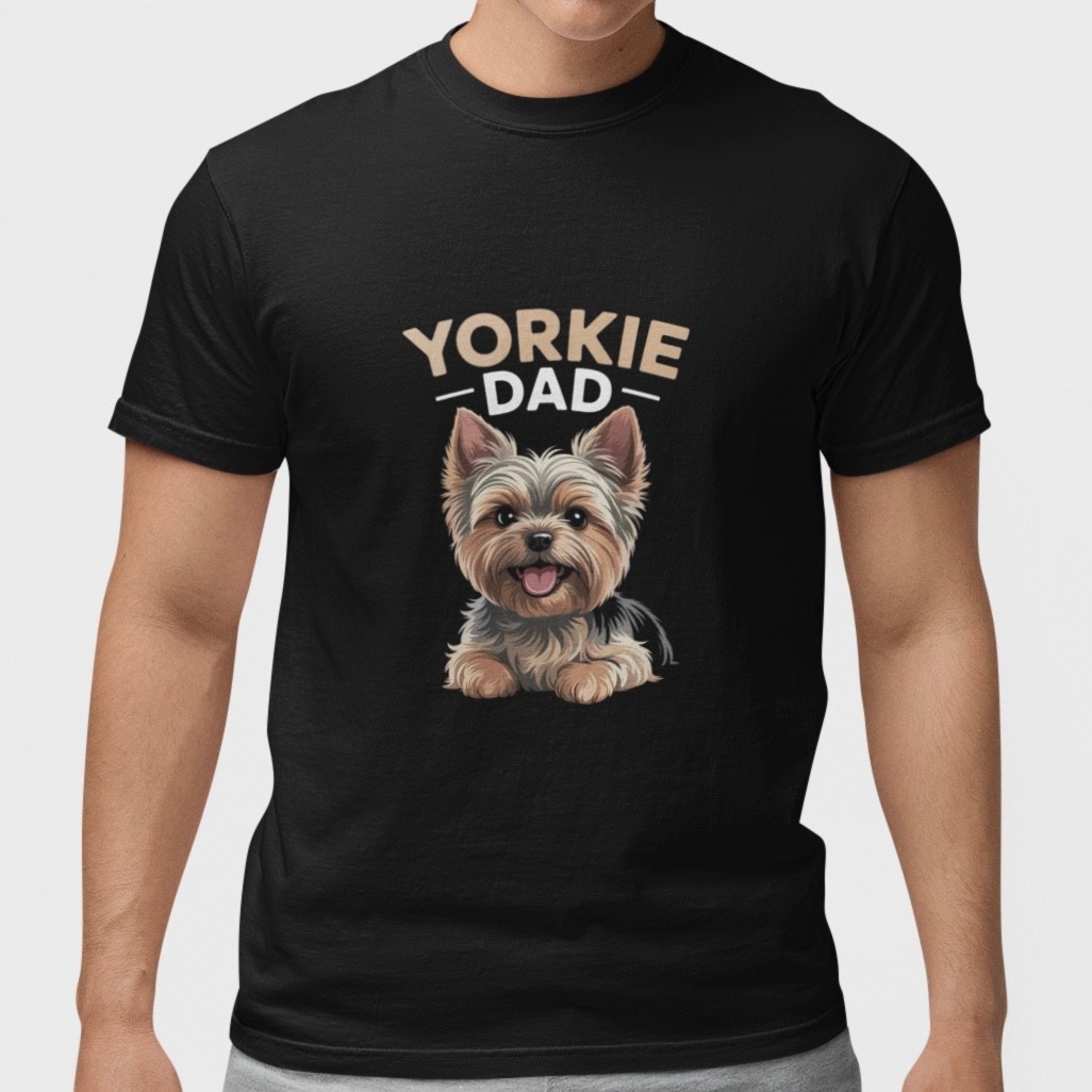 Yorkie Dad T Shirt Cute Yorkshire Terrier Dog Father Gift Funny Pet Lover Tee