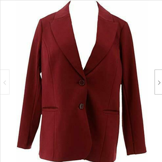 DG2 Diane Gilman Ponte Knit Boyfriend Blazer Burgundy[ 2X]