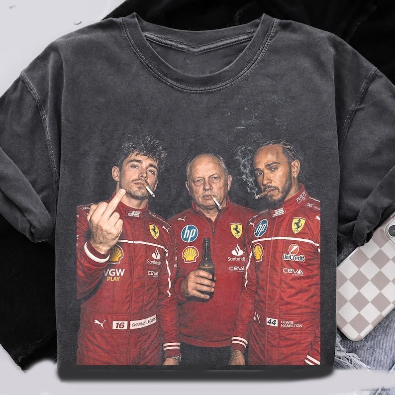 Lewis Hamilton Charles Leclerc Vintage Shirt, Scuderia F1 Bootleg Graphic Tee
