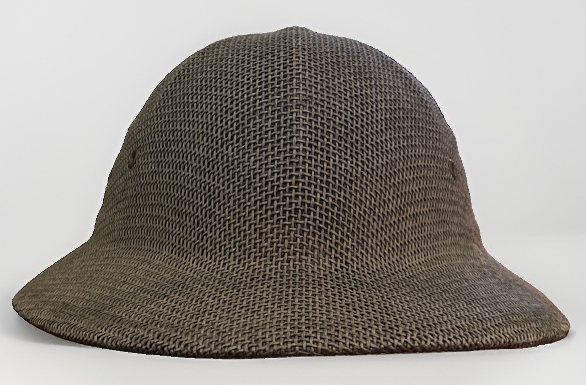 Vintage Brown Cool Air Sun Helmet Safari Explorer Woven Vented Straw Hard Hat