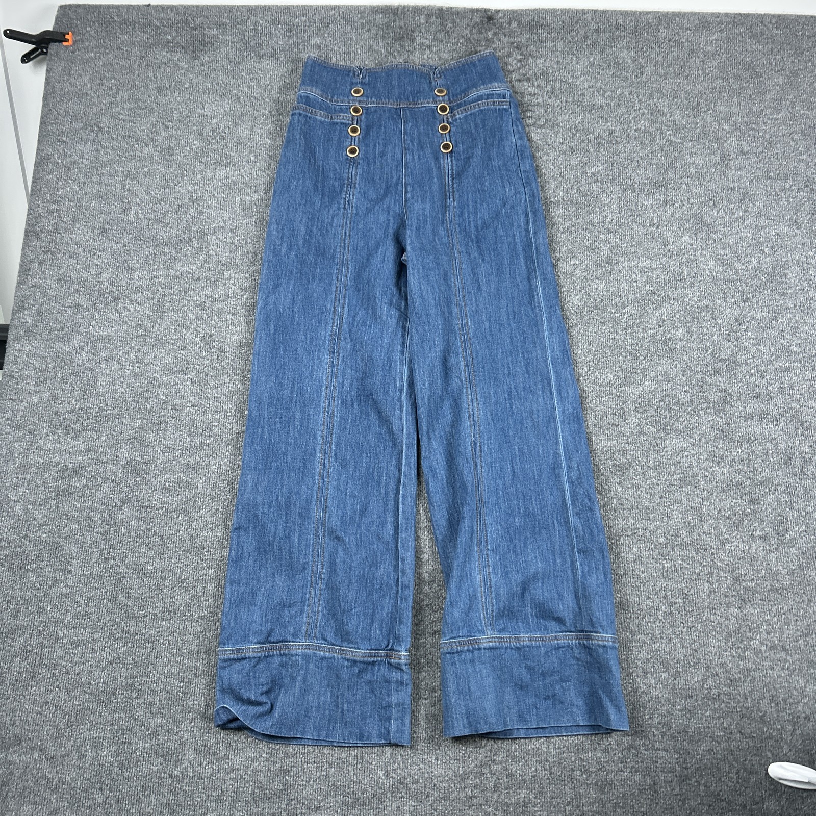 Pilcro And The Letterpress Jeans Womens 27 Blue Sailor High Rise Wide Leg Denim