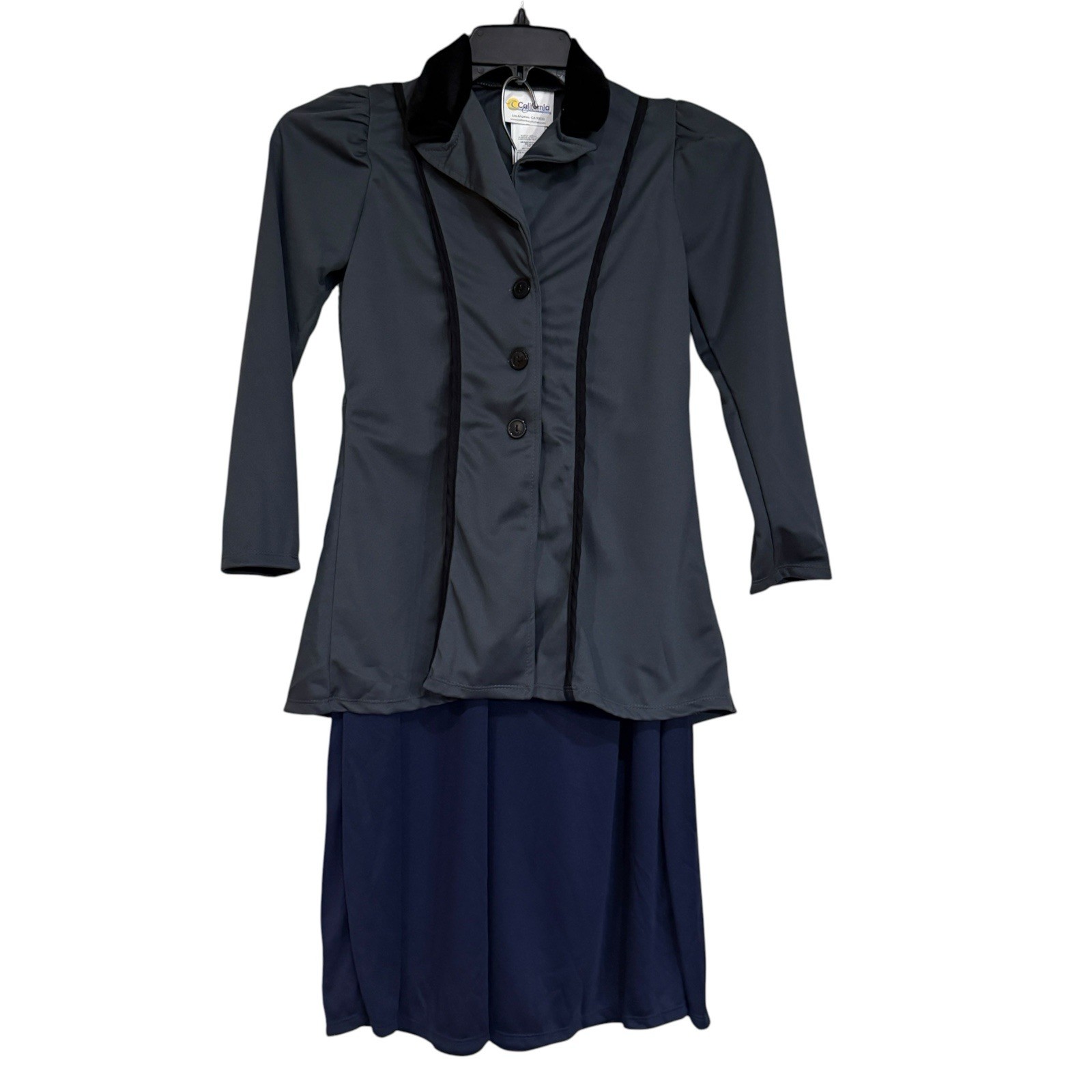 English Nanny Costume Girls Size XL Mary Poppins Complete Outfit Gray Blue New