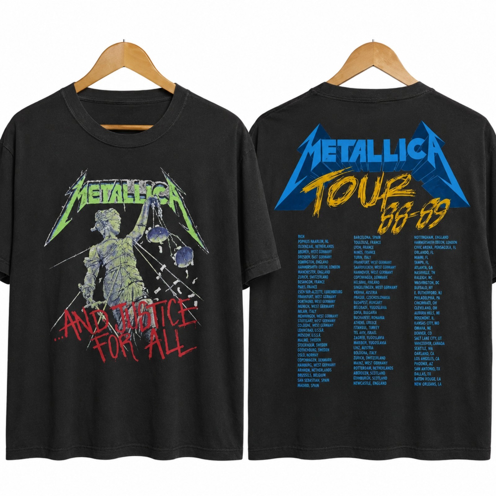 Vtg Metallica And Justice for All Tour 1988 Metal Band T-Shirt S-5XL