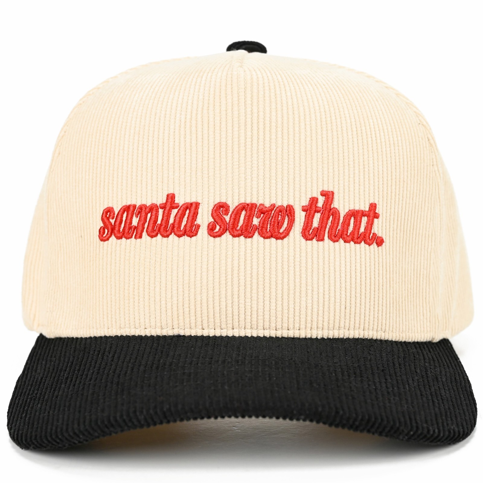 C.C Women SANTA SAW THAT Christmas Embroidered Corduroy Trucker Baseball Cap