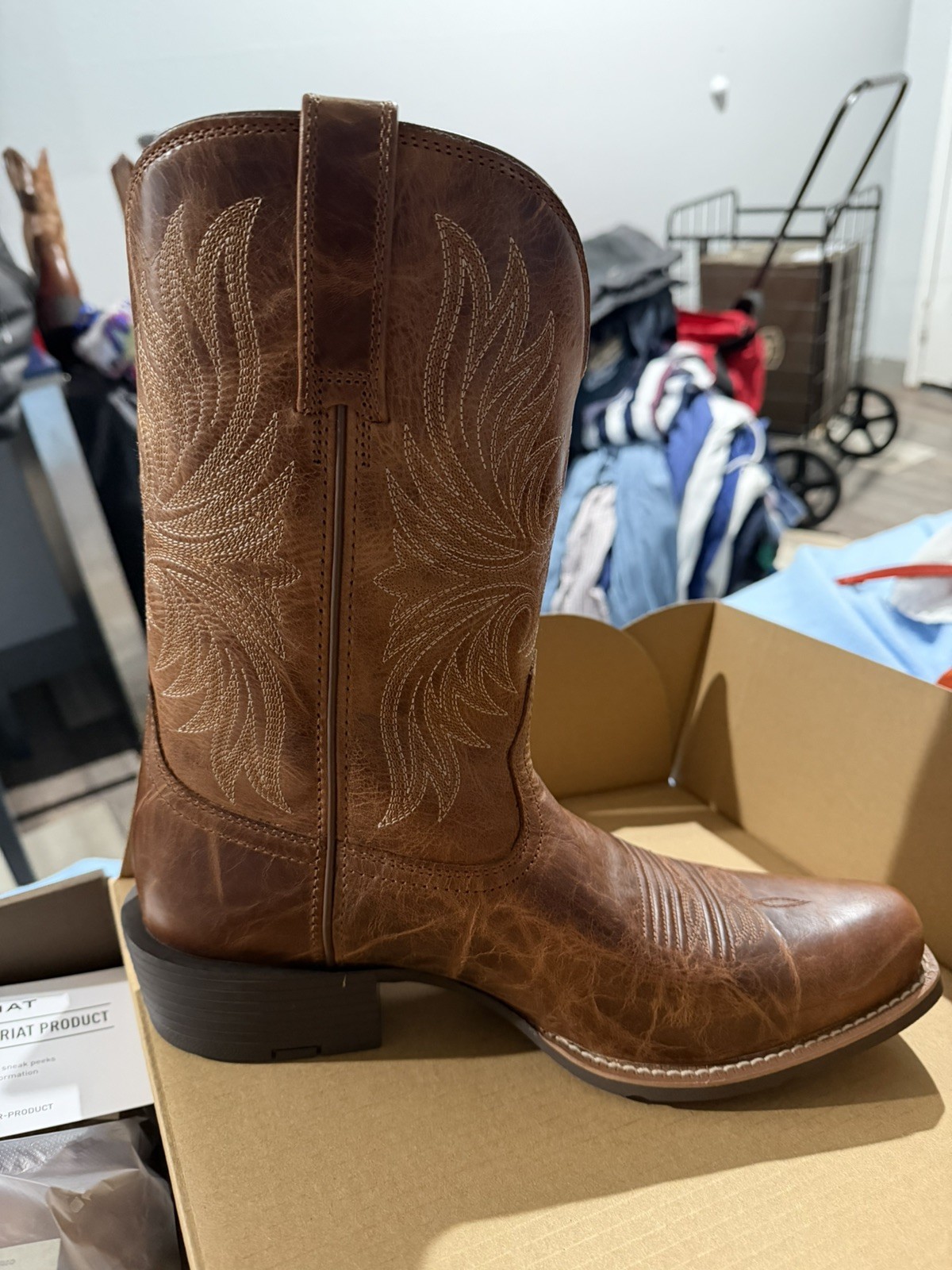 Ariat Men\'s Sport Narrow Cutter Toe Western Boot Size 11 Medium Brown Pull On