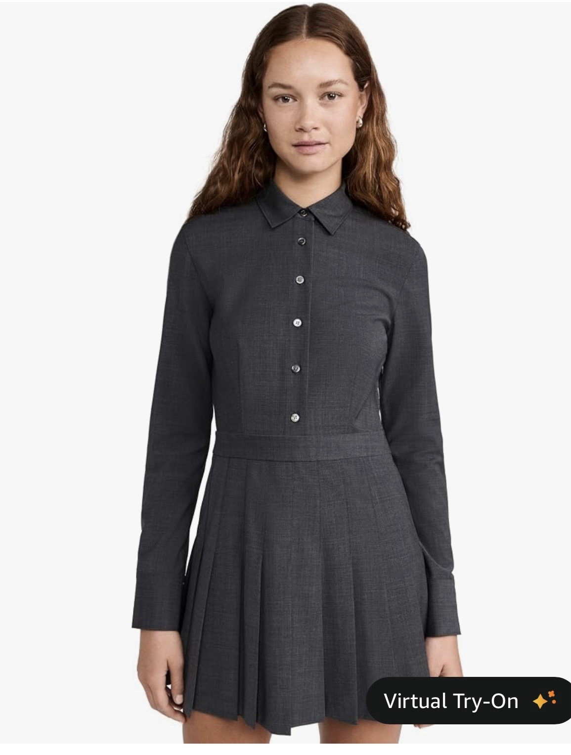 NWT  Women’s Theory Wool Blend Pleated Mini Shirt Dress Size 10