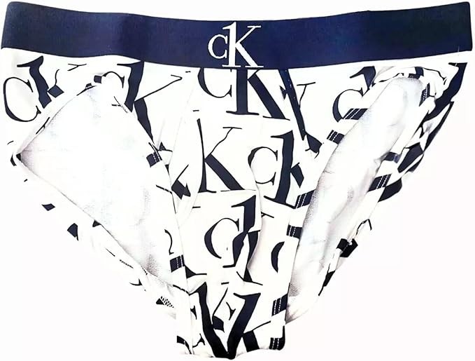 Calvin Klein Men\'s CK ONE Microfiber Hip Brief White with Navy Logos Large
