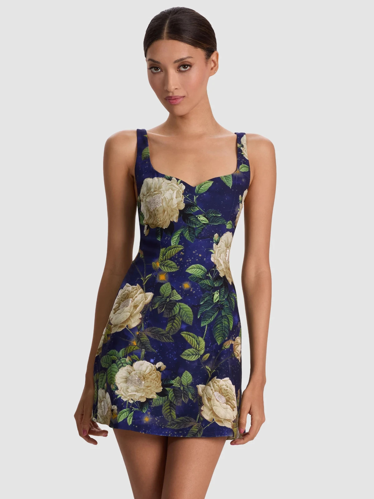 ALICE & OLIVIA  (12) EVE FLORAL TWILIGHT EDEN SWEETHEART MINI DRESS NWT MSRP$595