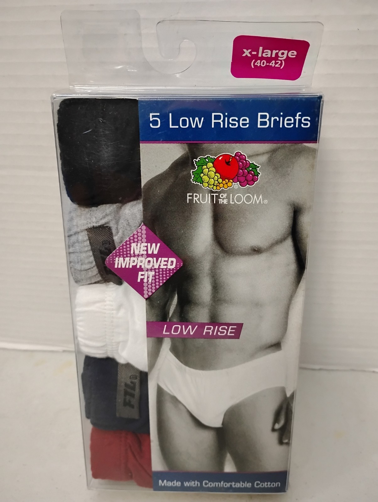 VTG Fruit Of The Loom Low Rise Briefs Men’s XL (40-42) 5 Pack Pair NEW Ass\'t Y2K