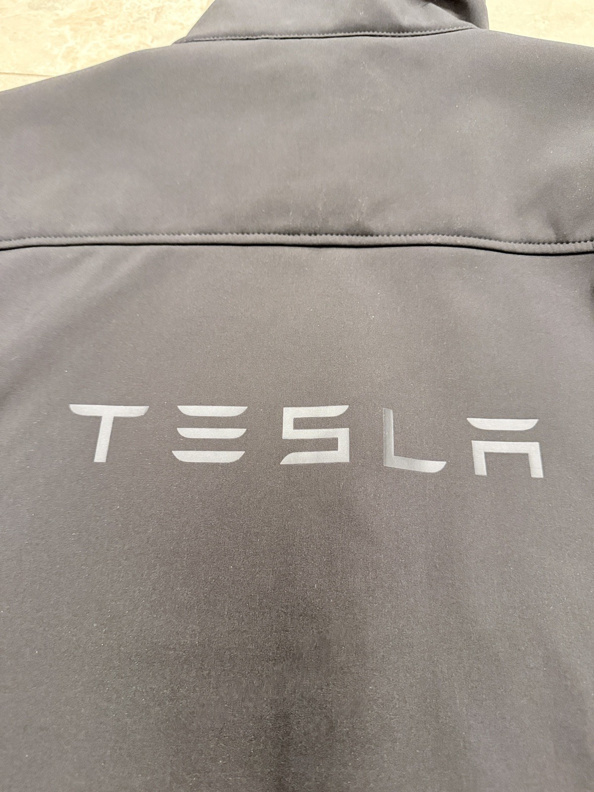 Tesla Motors Employee Softshell Jacket triple Black Full Zip Mens medium EV