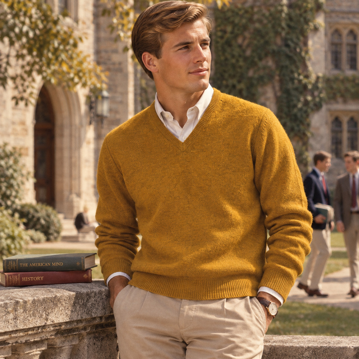 Vintage 1960s Boyd’s Saint Louis Lambswool V-Neck Sweater – New Old Stock, M 42