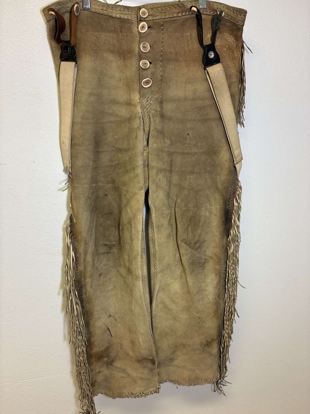 Vintage Handmade Buckskin mountain man rendezvous Native American 38x27 pants