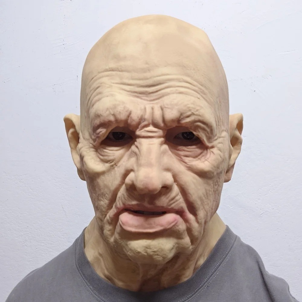 Realistic Old Man Latex Mask Bald Head Halloween Costume Cosplay Prop