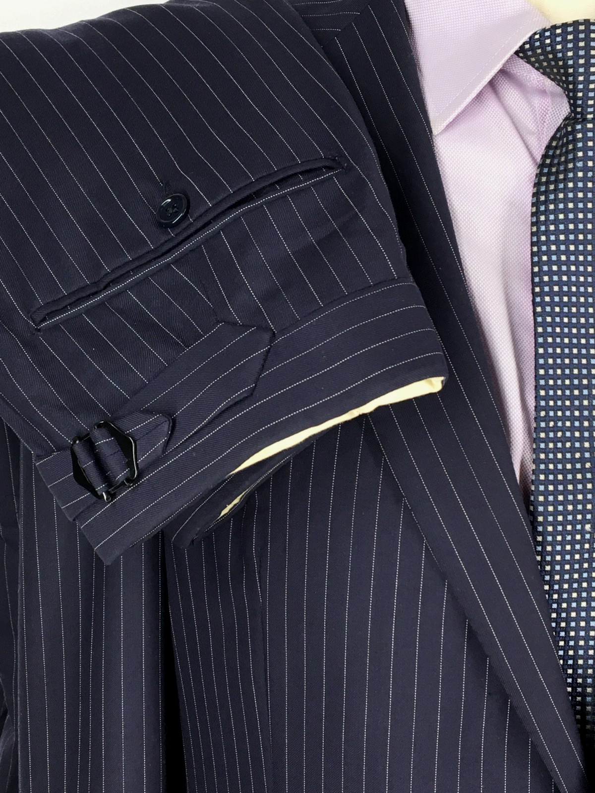 40R Ralph Lauren Purple Label Handmade Italy 2 Bttn Wool Suit Pinstripe Pants 34